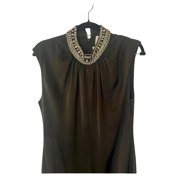 NWT MISA Los Angeles Kira Jeweled Neck Black Midi Cocktail Dress M - Picture 5 of 14